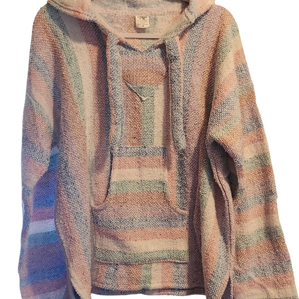 Artisanias Mickey Mexican Hoodie Drug Rug Sz M RARE COLOR hippie boho